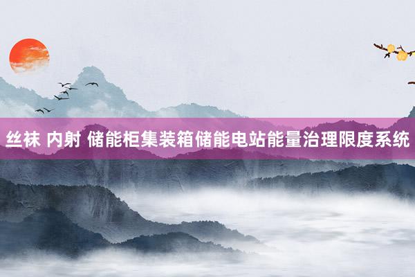 丝袜 内射 储能柜集装箱储能电站能量治理限度系统