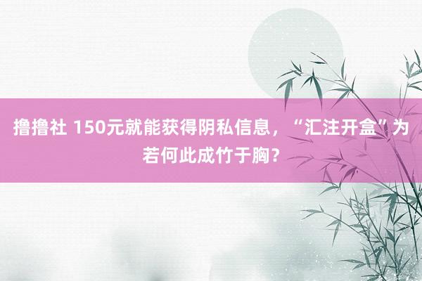 撸撸社 150元就能获得阴私信息，“汇注开盒”为若何此成竹于胸？