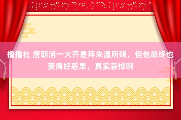 撸撸社 唐朝消一火齐是拜朱温所赐，但他最终也莫得好恶果，真实哀悼啊